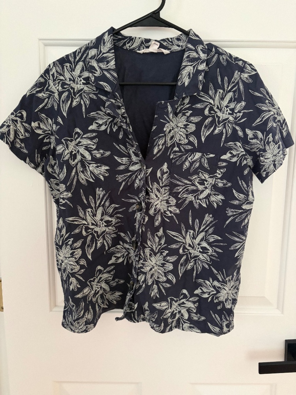 Hang Ten Button Up Top Short Sleeve Linen Blend